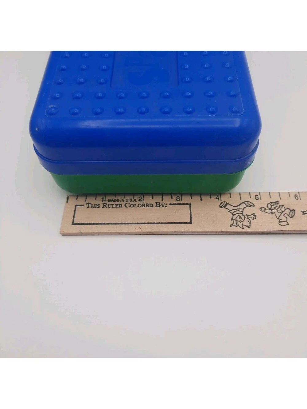 SpaceMaker Pencil Box Solid Blue Green 90s Vintage Plastic Storage Case USA